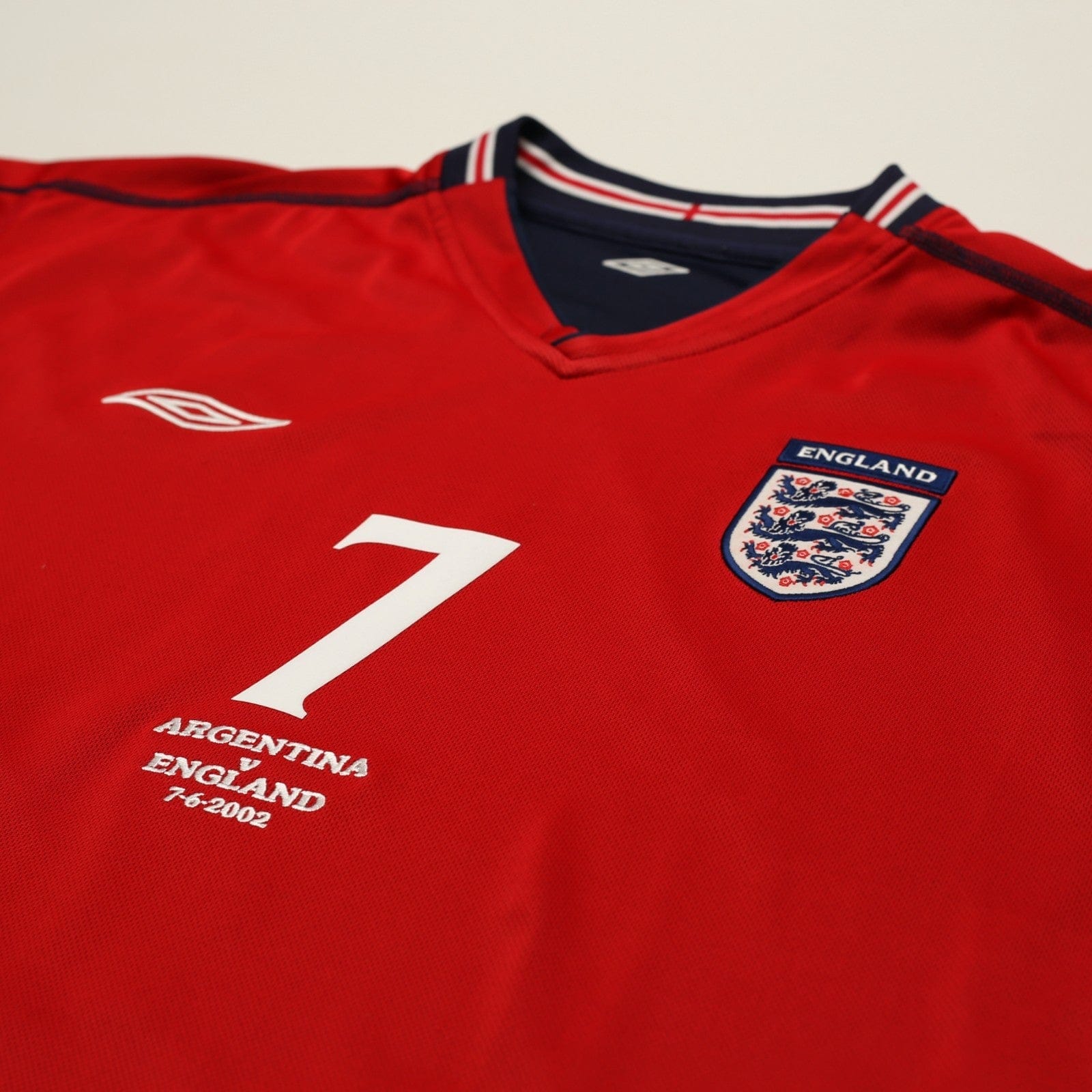 2002/04 Beckham #7 England Vintage Umbro Away Football Shirt (XL) Argentina WC