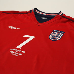 2002/04 Beckham #7 England Vintage Umbro Away Football Shirt (XL) Argentina WC