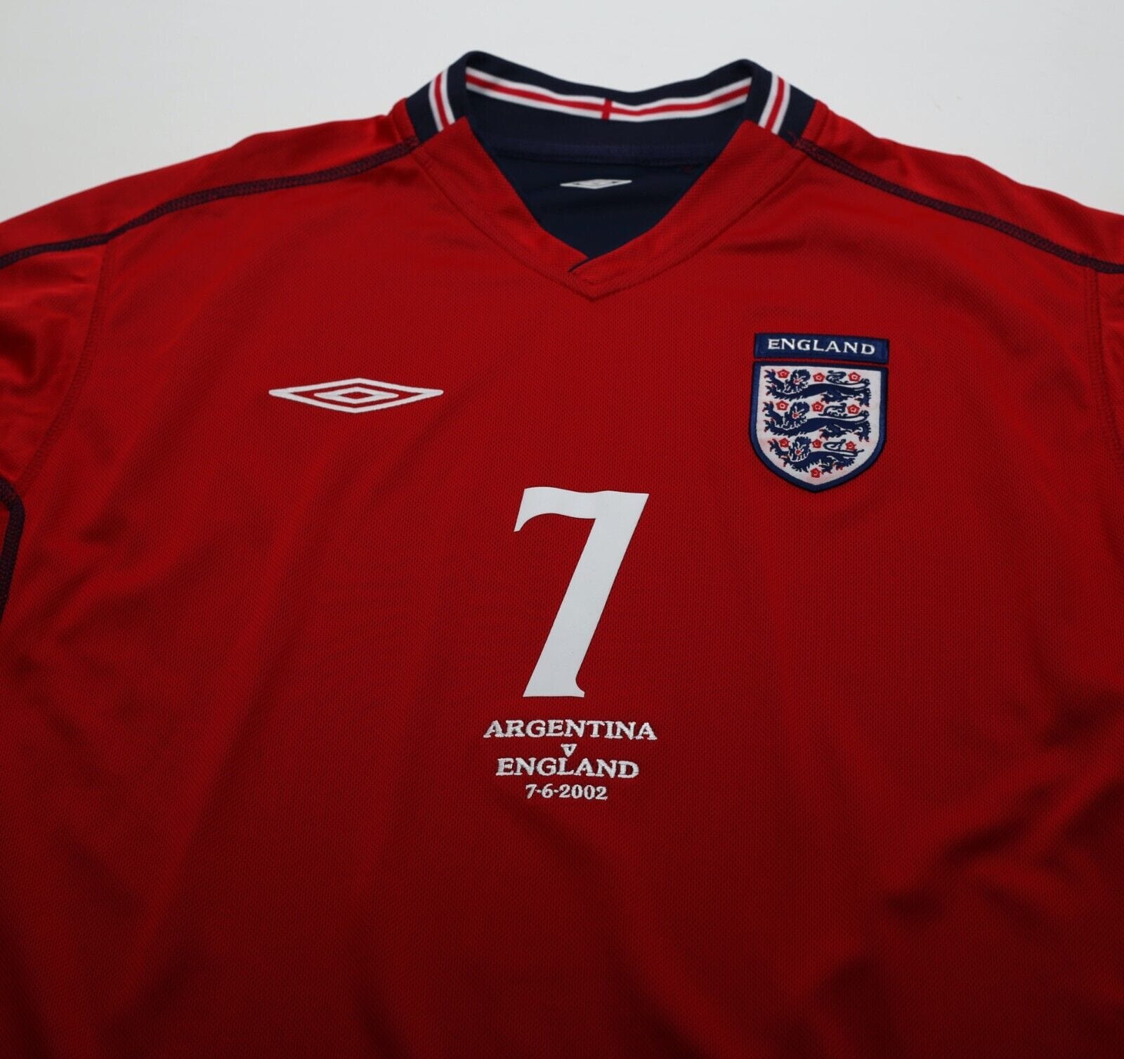 2002/04 BECKHAM #7 England Vintage Umbro Away LS Football Shirt (L) Argentina WC