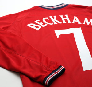 2002/04 BECKHAM #7 England Vintage Umbro Away LS Football Shirt (M) Argentina WC