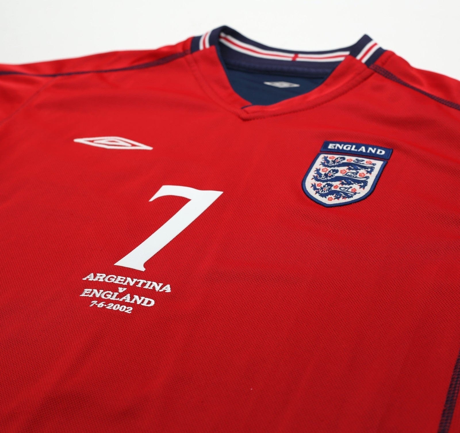 2002/04 BECKHAM #7 England Vintage Umbro Away LS Football Shirt (M) Argentina WC
