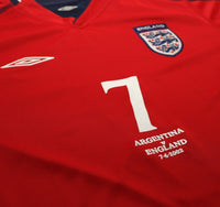 2002/04 BECKHAM #7 England Vintage Umbro Away LS Football Shirt (M) Argentina WC