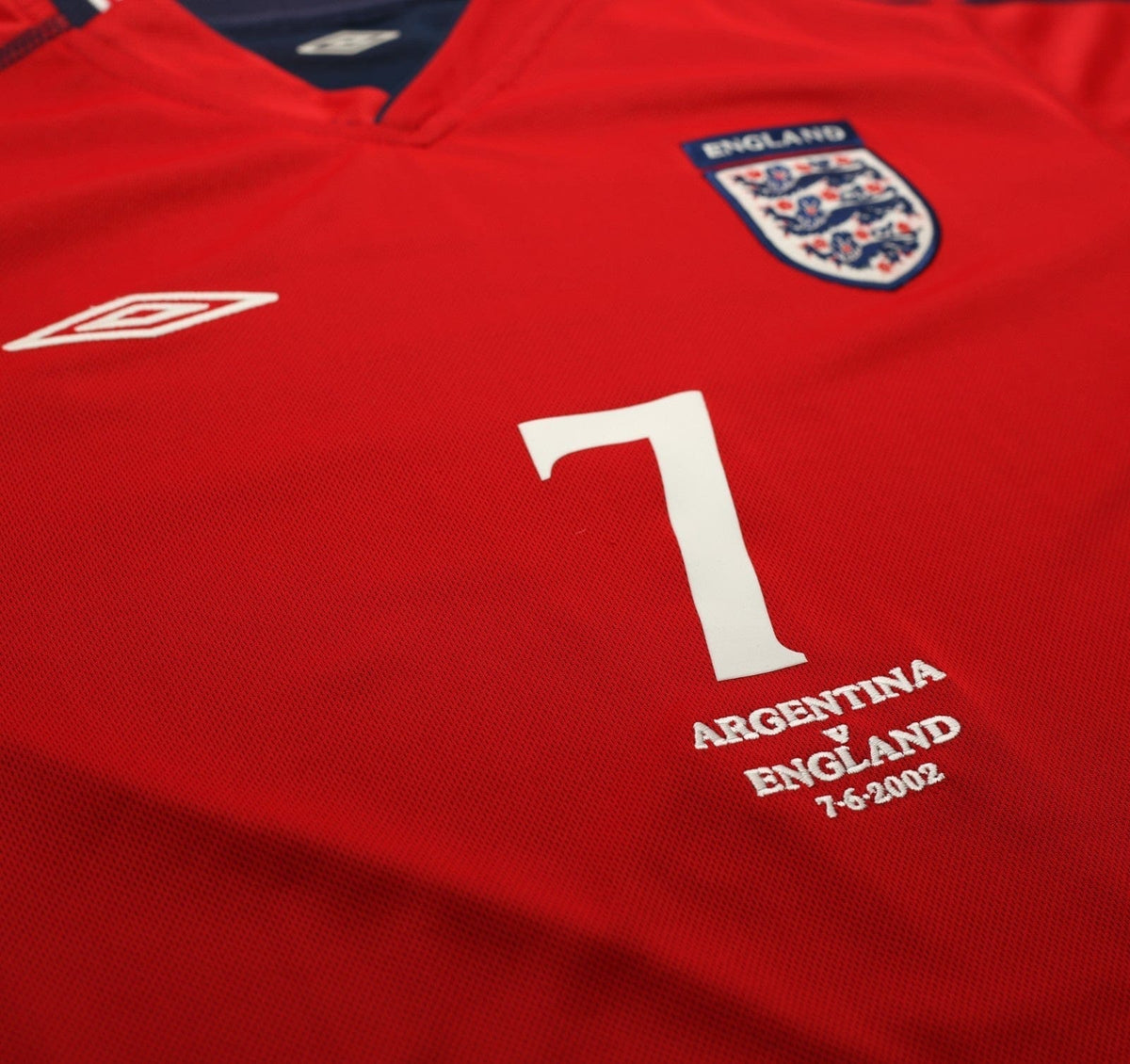2002/04 BECKHAM #7 England Vintage Umbro Away LS Football Shirt (M) Argentina WC
