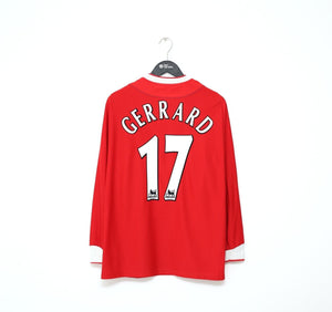 2002/04 GERRARD #17 Liverpool Vintage Reebok Home LS Football Shirt Jersey (M)