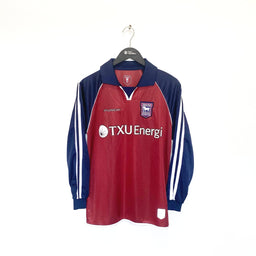 2002/04 IPSWICH TOWN Vintage Punch Long Sleeve Away Football Shirt (S) Bent Era