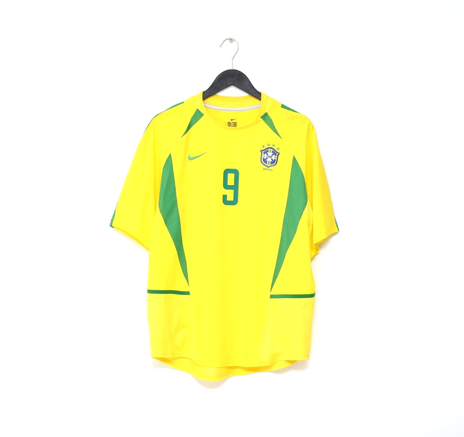 2002/04 RONALDO #9 Brazil Vintage Nike WC 2002 Home Football Shirt (L)