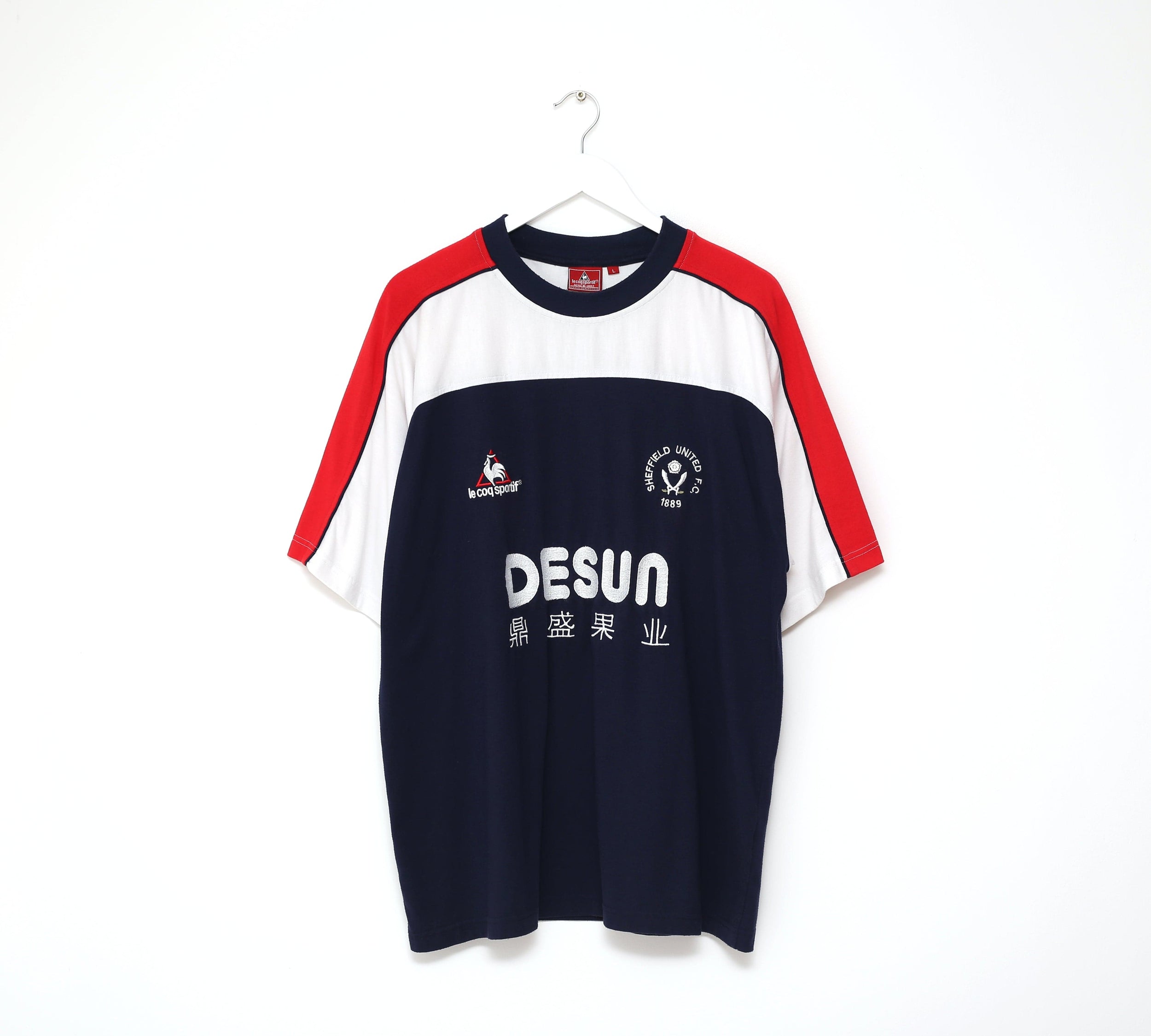 2002/04 SHEFFIELD UNITED Vintage le coq sportif Football Cotton Tee Shirt (L)