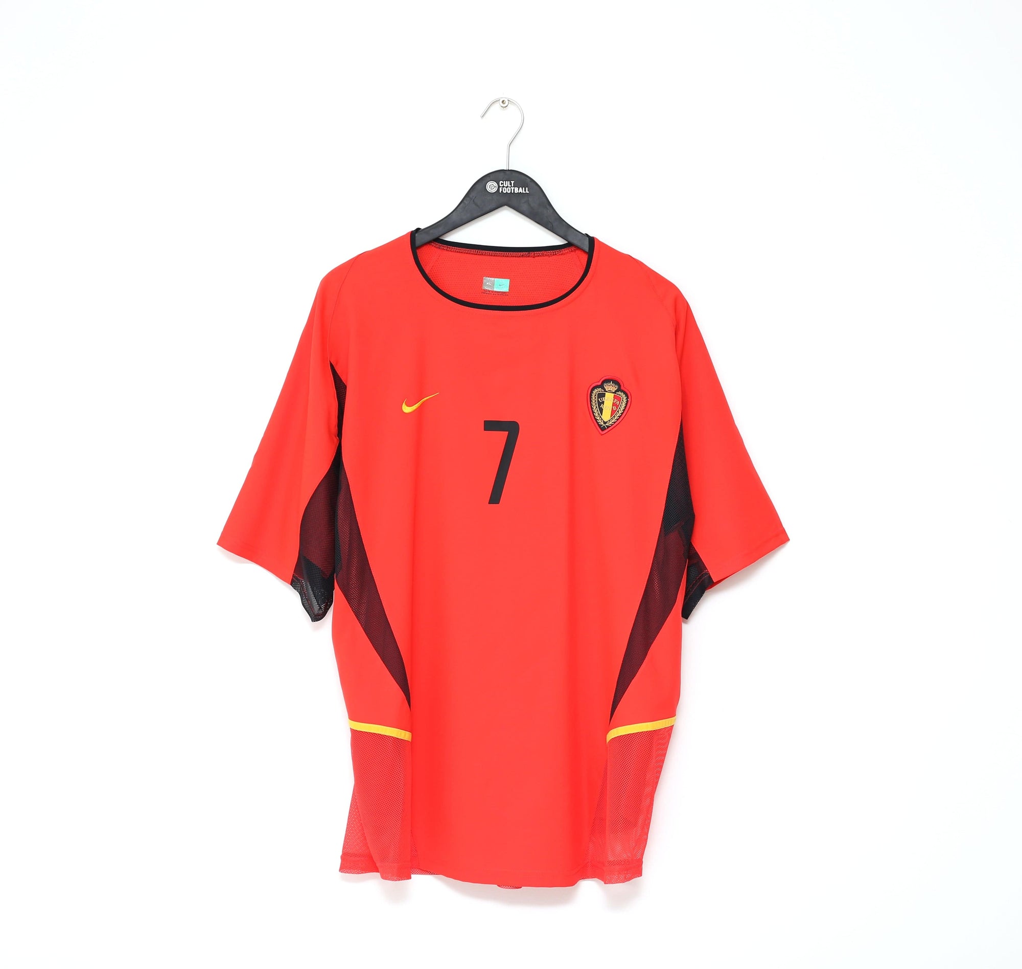 2002/04 WILMOTS #7 Belgium Nike World Cup 02 Away Football Player Issue Shirt (XL)