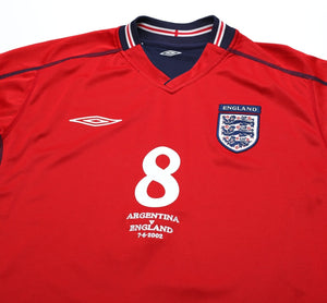 2002 SCHOLES #8 England Vintage Umbro WC LS Away Football Shirt (M) Argentina