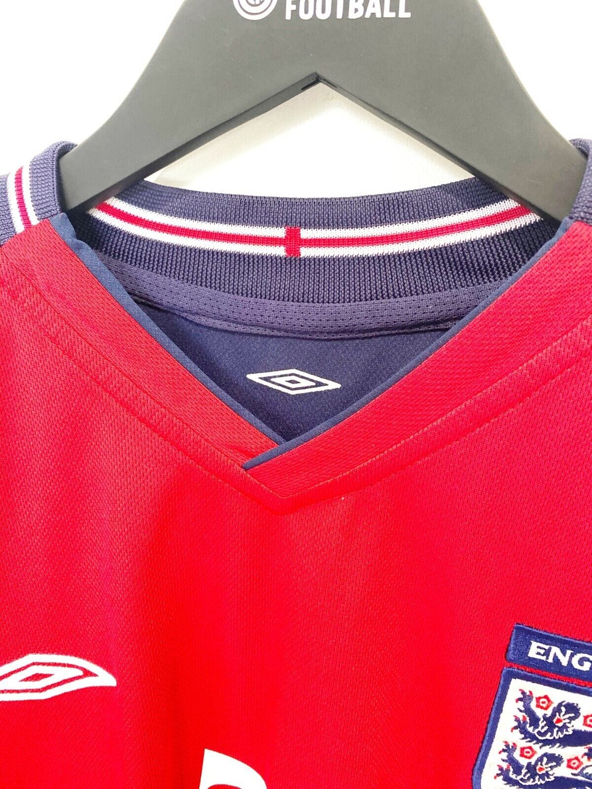 2002 WC BECKHAM #7 England Vintage Umbro LS Away Football Shirt 