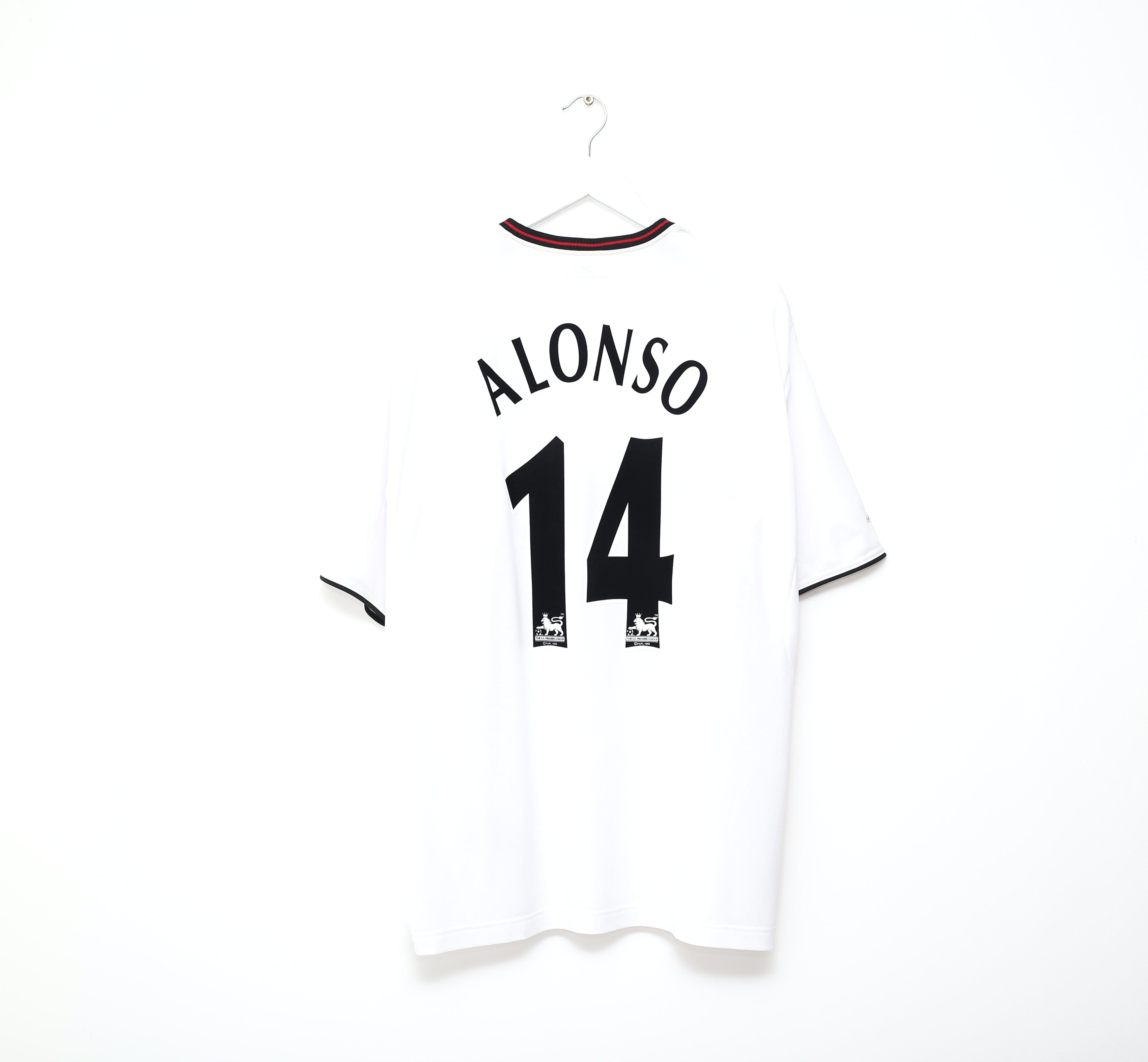 2003/04 ALONSO #14 Liverpool Vintage Reebok Away Football Shirt (XL)