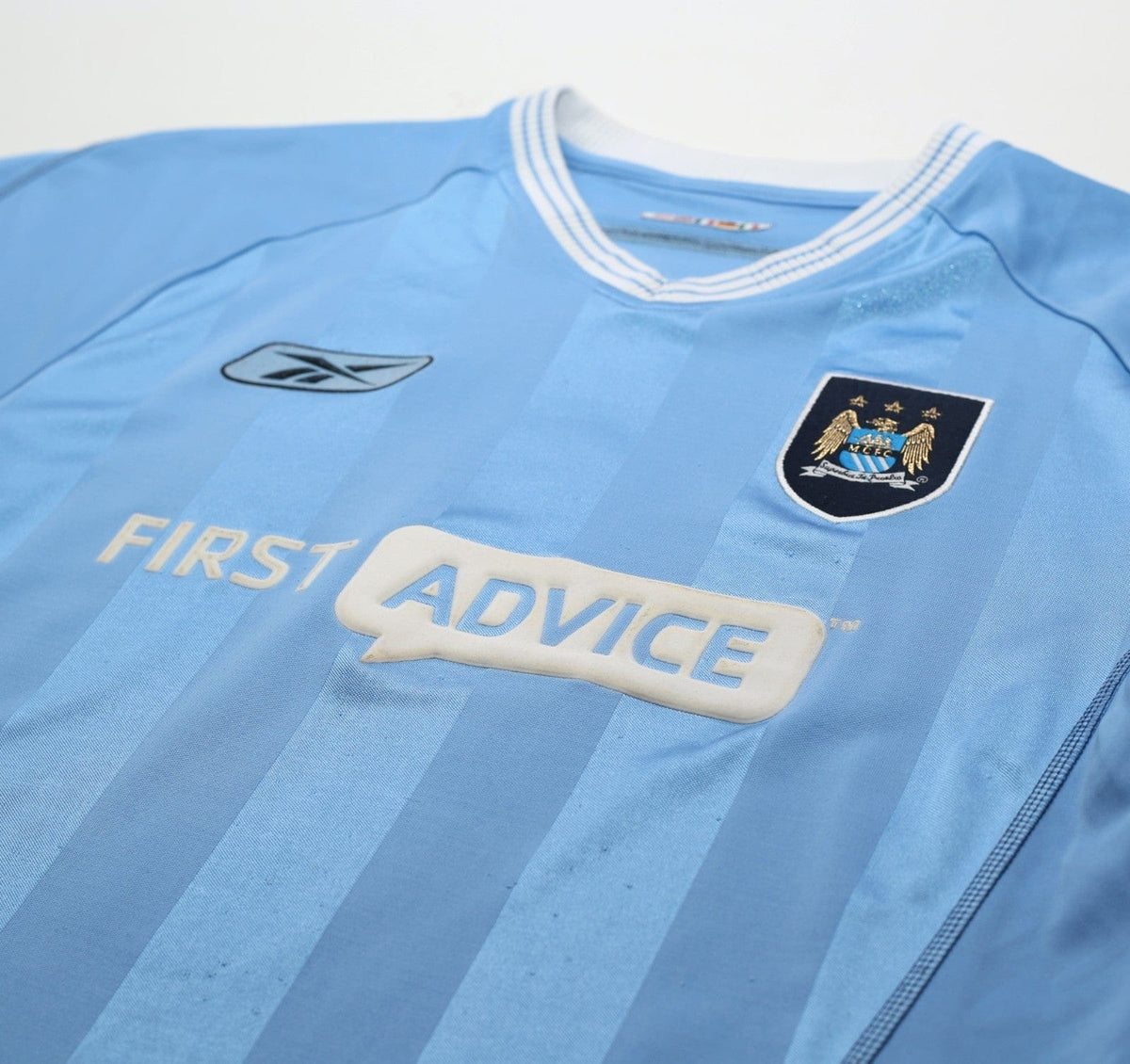 2003/04 FOWLER #8 Manchester City Vintage Reebok Home Football Shirt (S)