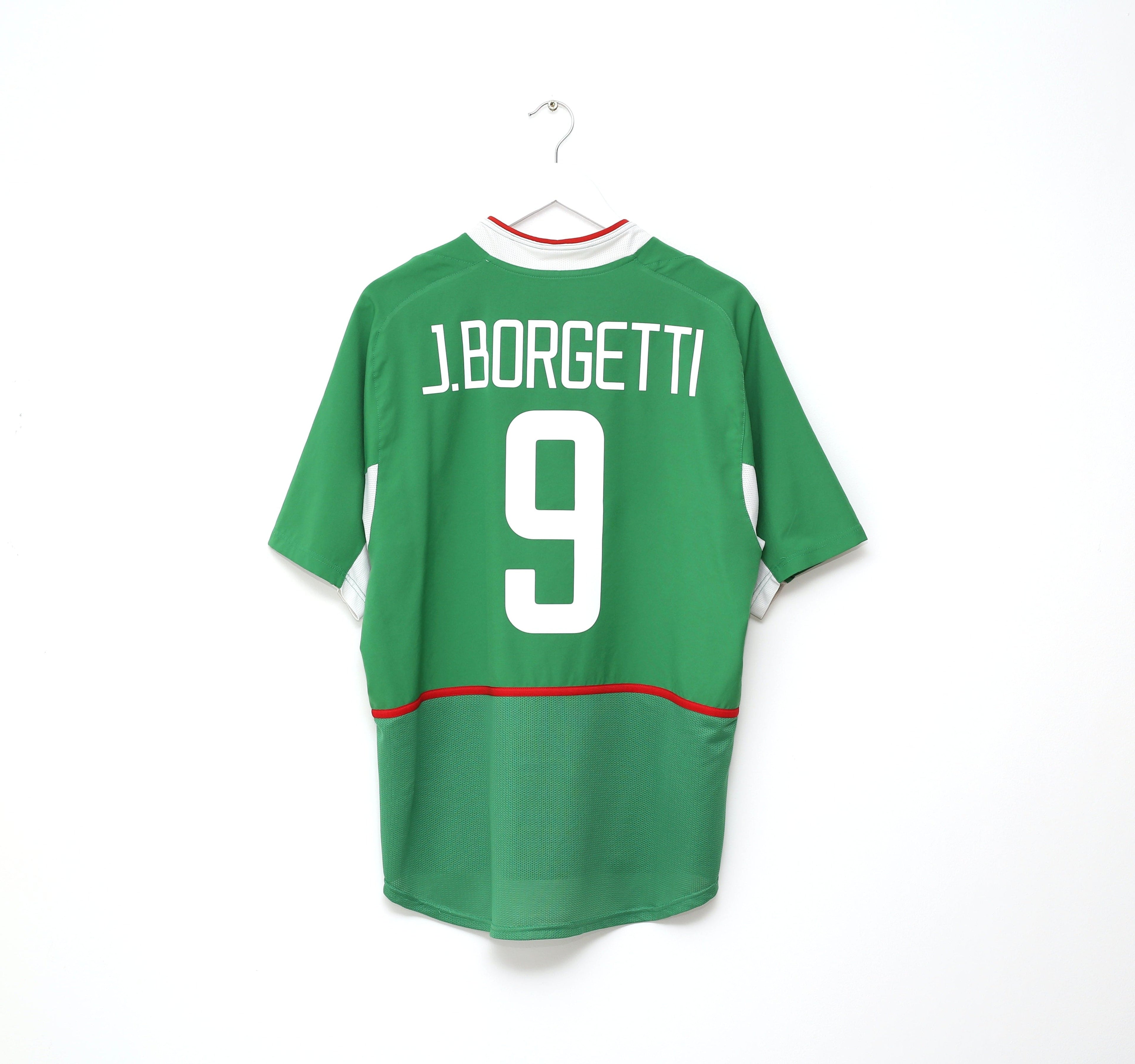 2003/04 J. BORGETTI #9 Mexico Vintage Nike Home Football Shirt (L)