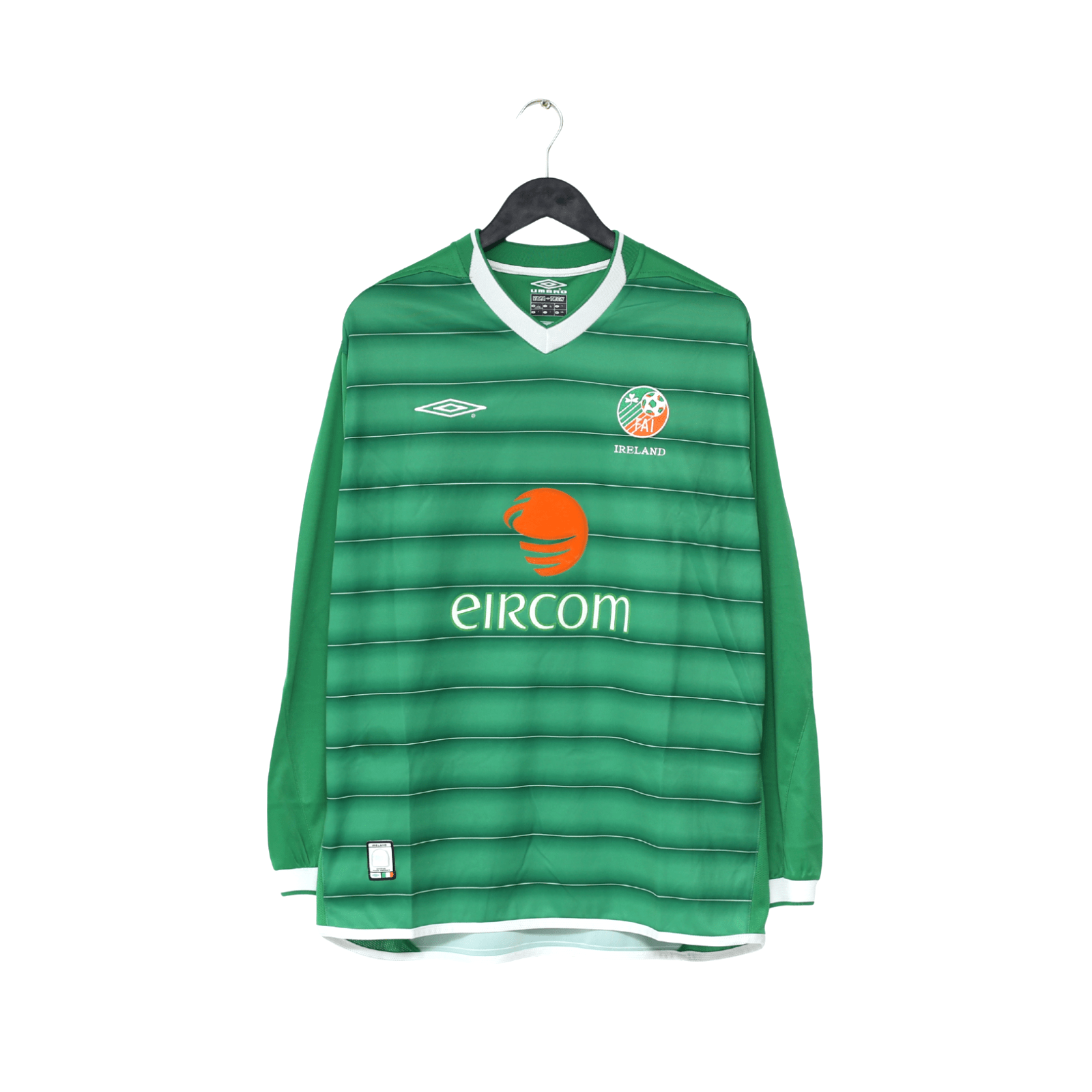 2003/04 KEANE #6 Ireland Vintage Umbro Long Sleeve Home Football Shirt (L)