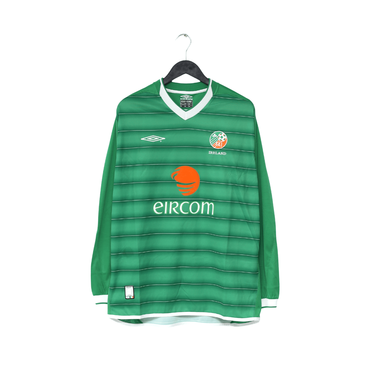 2003/04 KEANE #6 Ireland Vintage Umbro Long Sleeve Home Football Shirt (L)