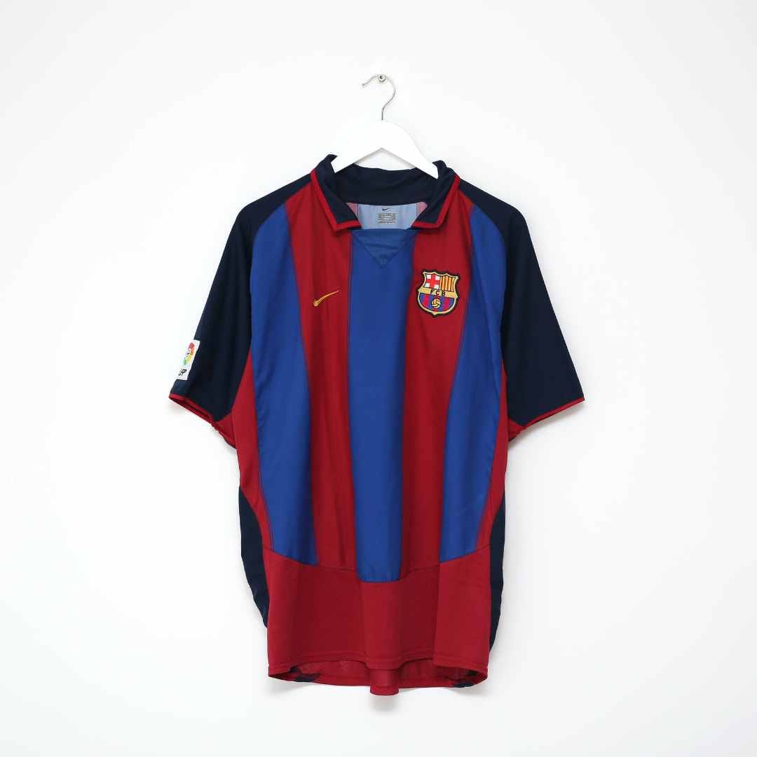 2003/04 Larsson #7 Barcelona Vintage Nike Home Football Shirt (XL)
