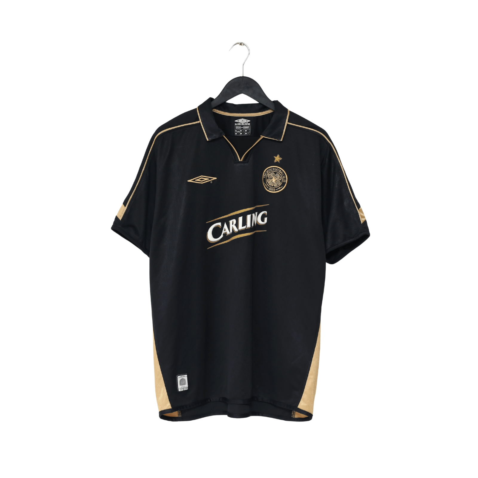 2003/04 LARSSON #7 Celtic Vintage Umbro European Away Football Shirt (L)