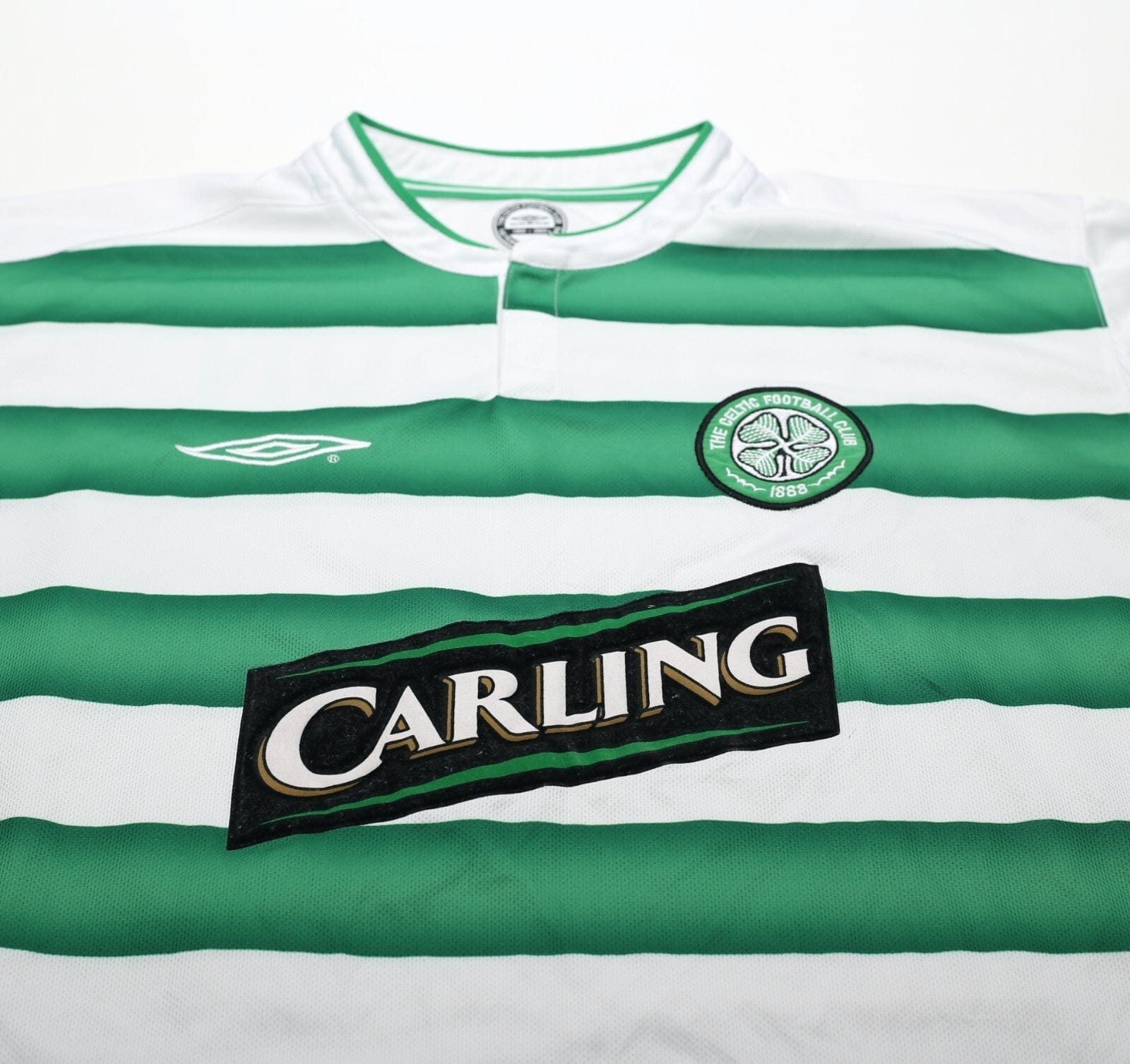 2003/04 LARSSON #7 Celtic Vintage Umbro European Home Football Shirt (L)