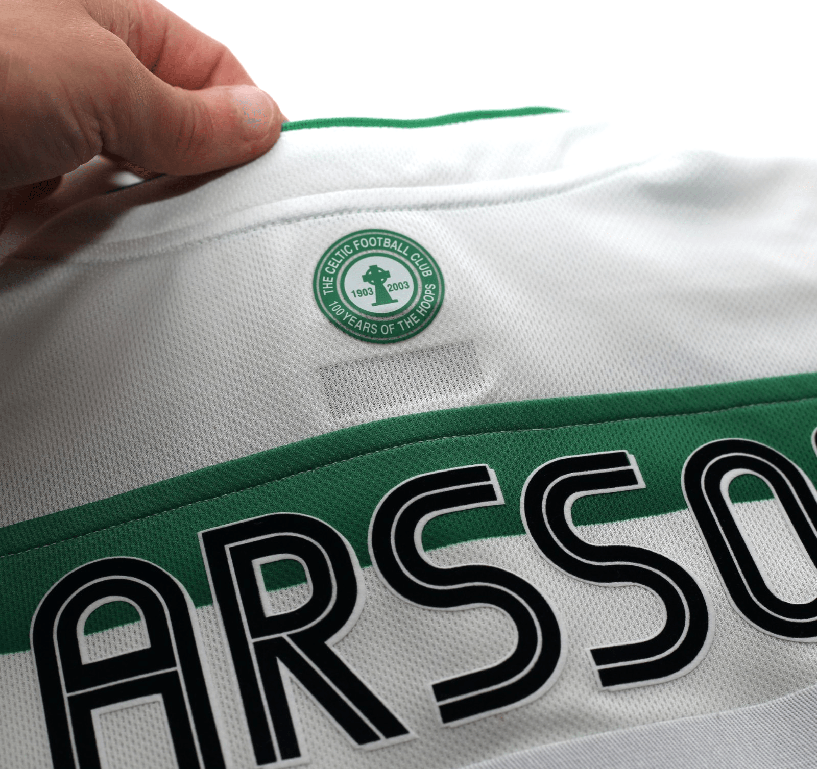 2003/04 LARSSON #7 Celtic Vintage Umbro European Home Football Shirt (L)