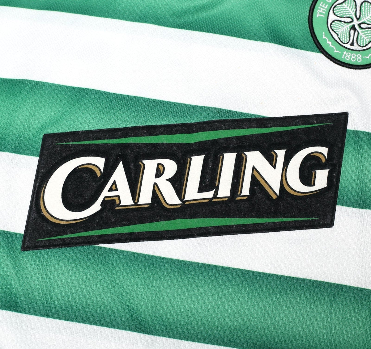 2003/04 LARSSON #7 Celtic Vintage Umbro European Home Football Shirt (L)