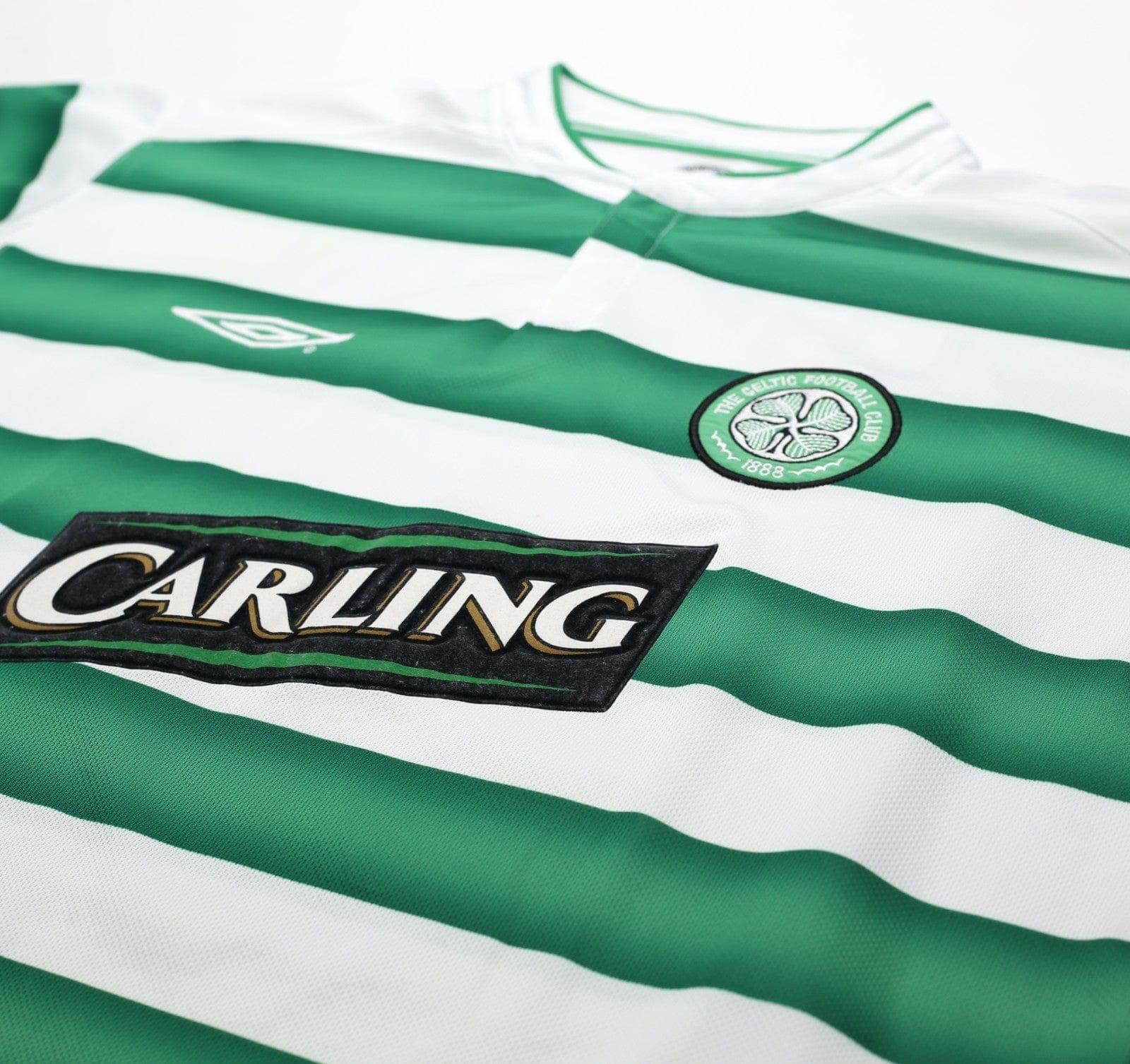 2003/04 LARSSON #7 Celtic Vintage Umbro European Home Football Shirt (L)