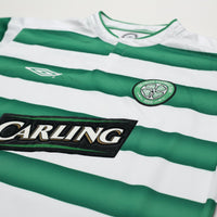2003/04 Larsson #7 Celtic Vintage Umbro European Home Football Shirt (M)