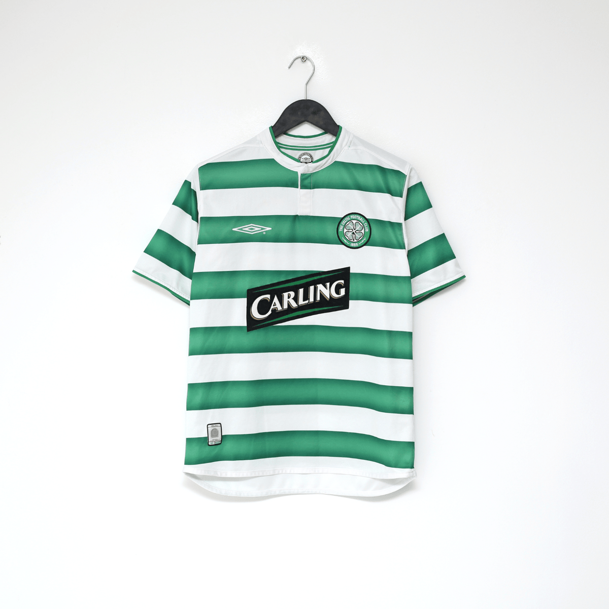 2003/04 LARSSON #7 Celtic Vintage Umbro European Home Football Shirt (S)