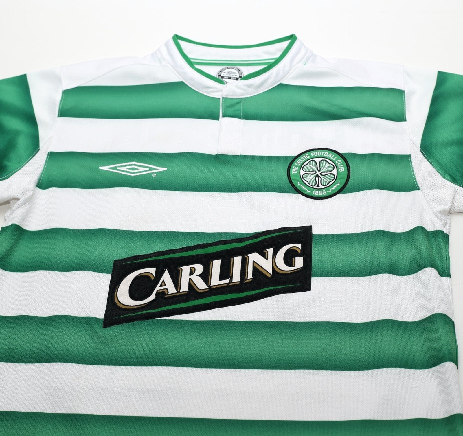 2003/04 LARSSON #7 Celtic Vintage Umbro European Home Football Shirt (S)