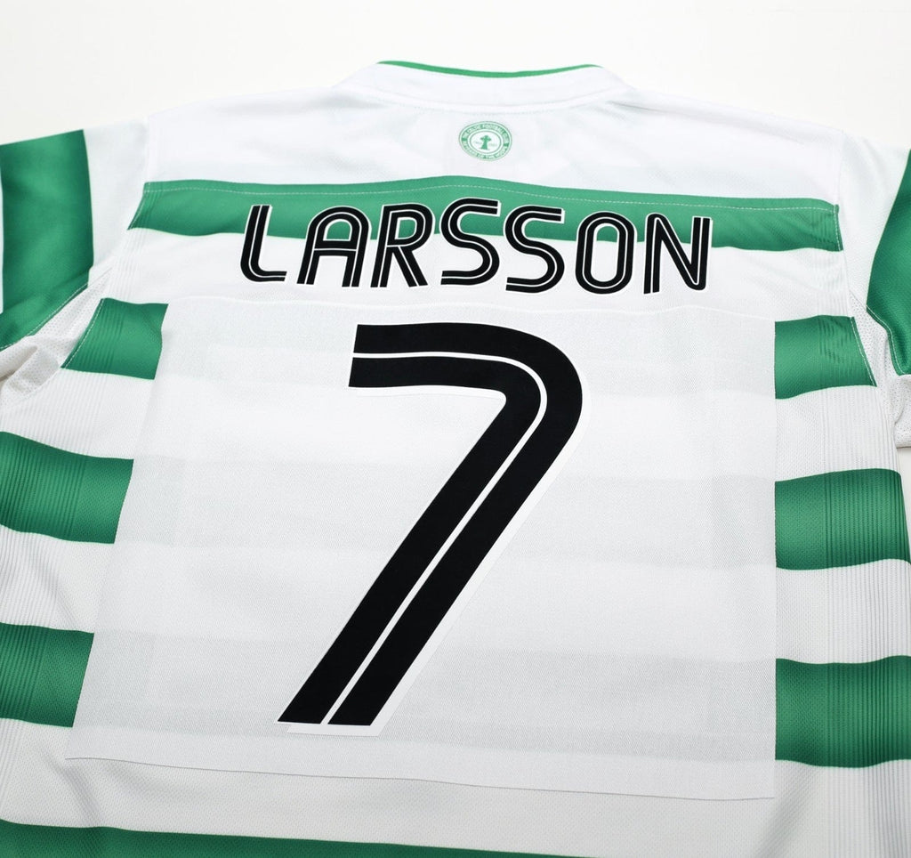 2003/04 LARSSON #7 Celtic Vintage Umbro European Home Football Shirt (S)