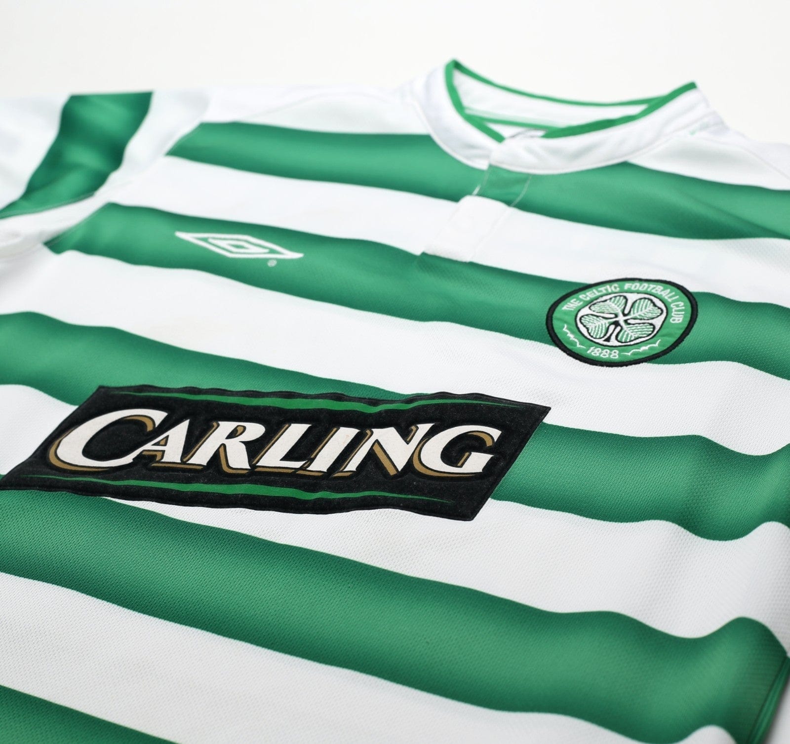 2003/04 LARSSON #7 Celtic Vintage Umbro European Home Football Shirt (S)