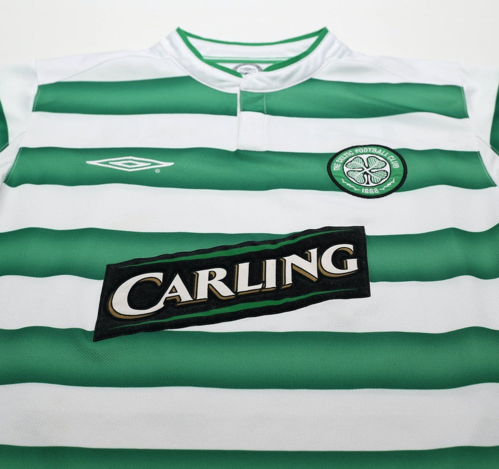 2003/04 LARSSON #7 Celtic Vintage Umbro European Home Football Shirt (S)