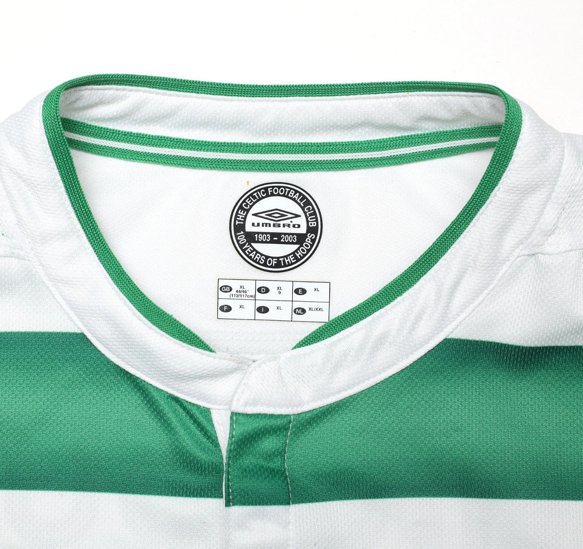 2003/04 LARSSON #7 Celtic Vintage Umbro European Home Football Shirt (XL)