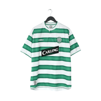 2003/04 LARSSON #7 Celtic Vintage Umbro European Home Football Shirt (XL)