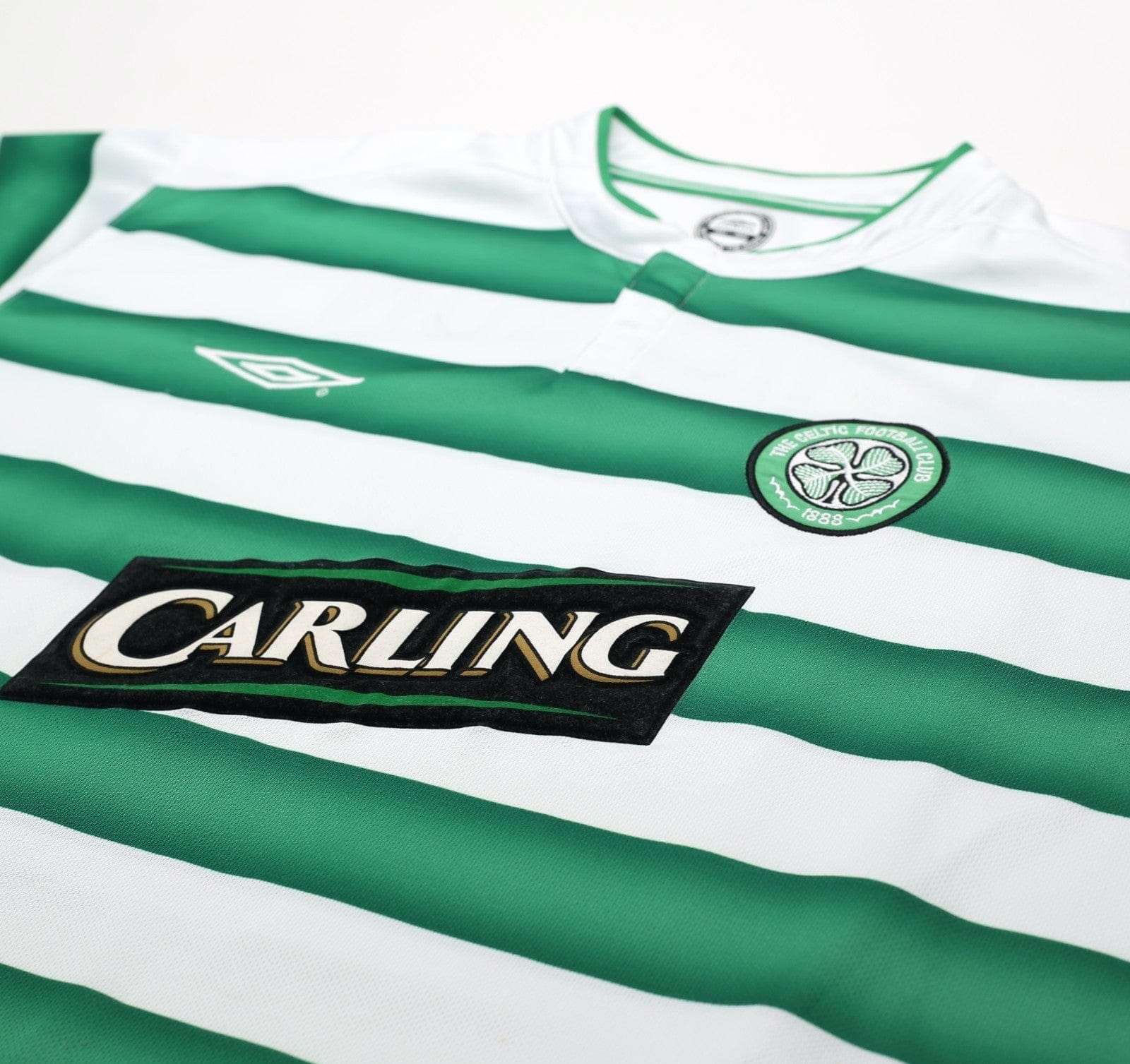 2003/04 LARSSON #7 Celtic Vintage Umbro European Home Football Shirt (XL)