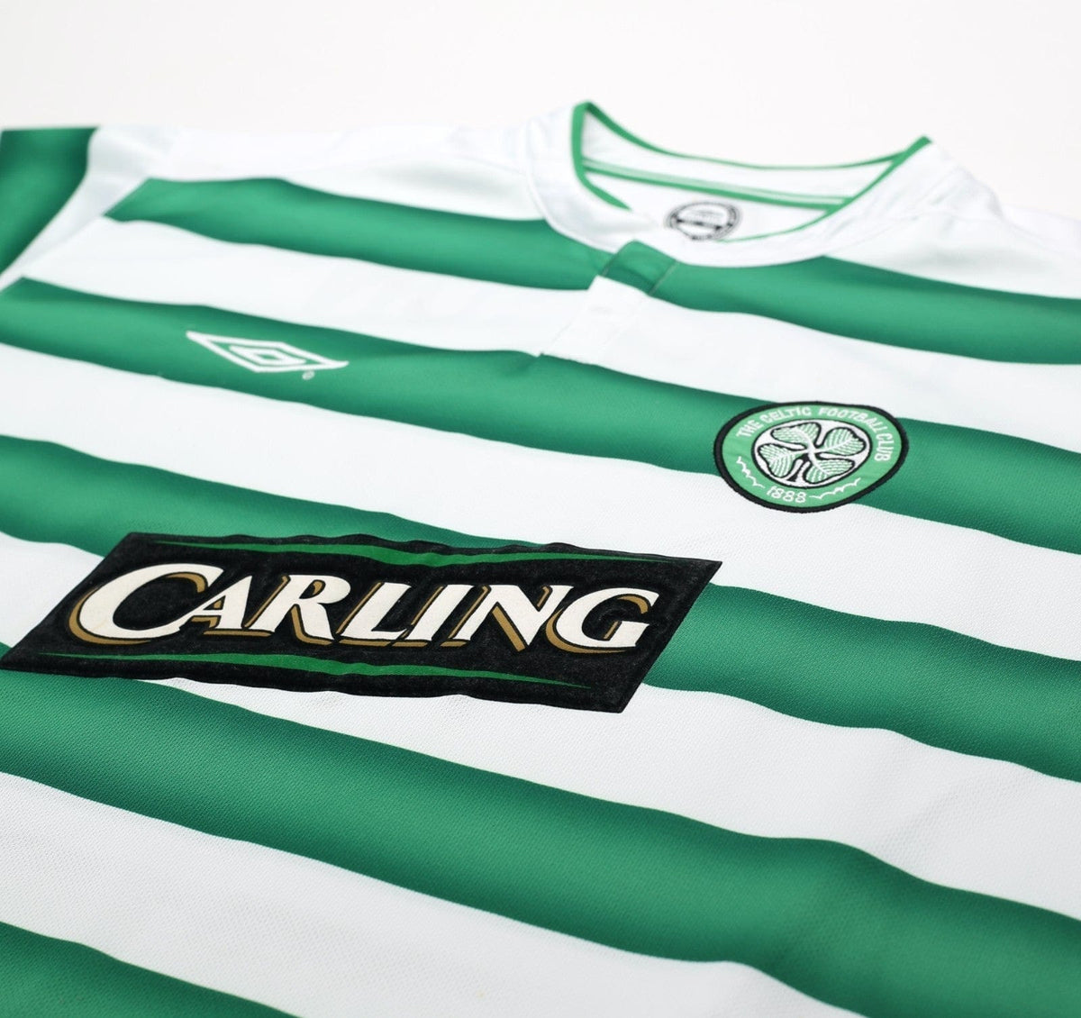 2003/04 LARSSON #7 Celtic Vintage Umbro European Home Football Shirt (XL)