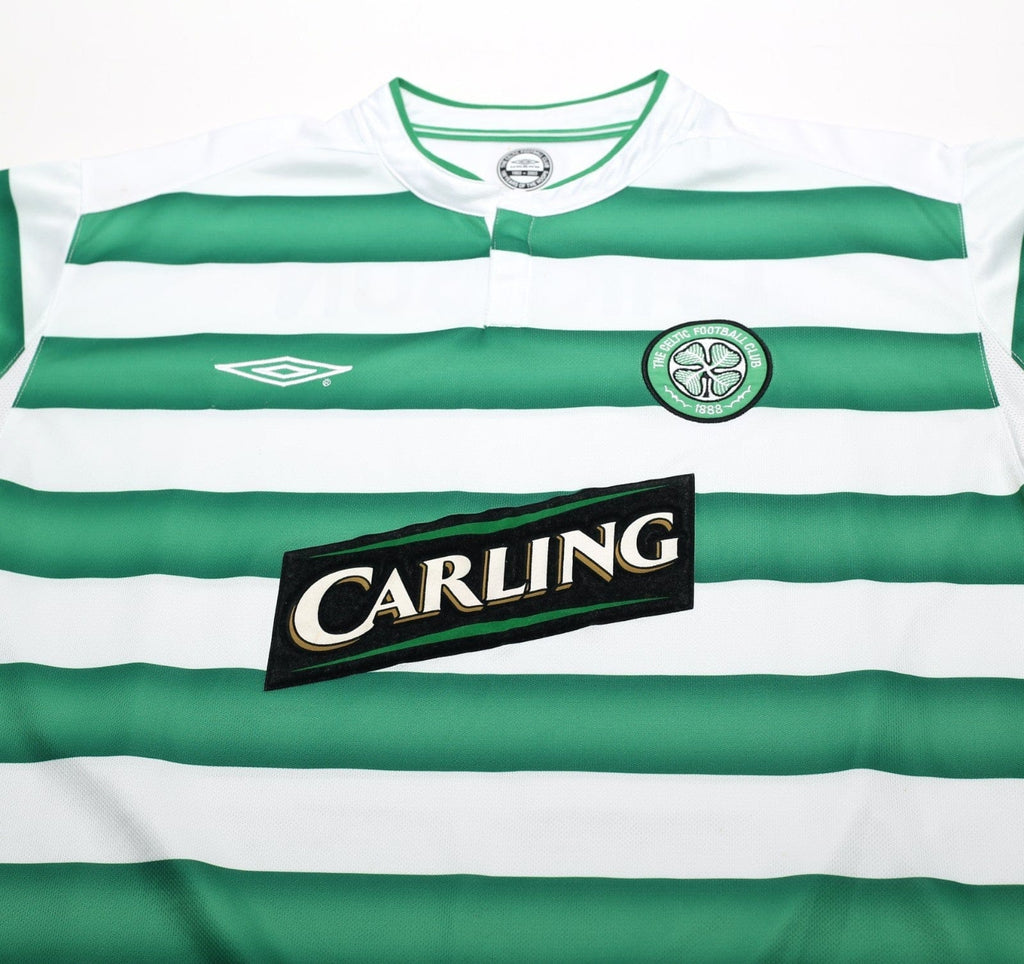2003/04 LARSSON #7 Celtic Vintage Umbro European Home Football Shirt (XL)
