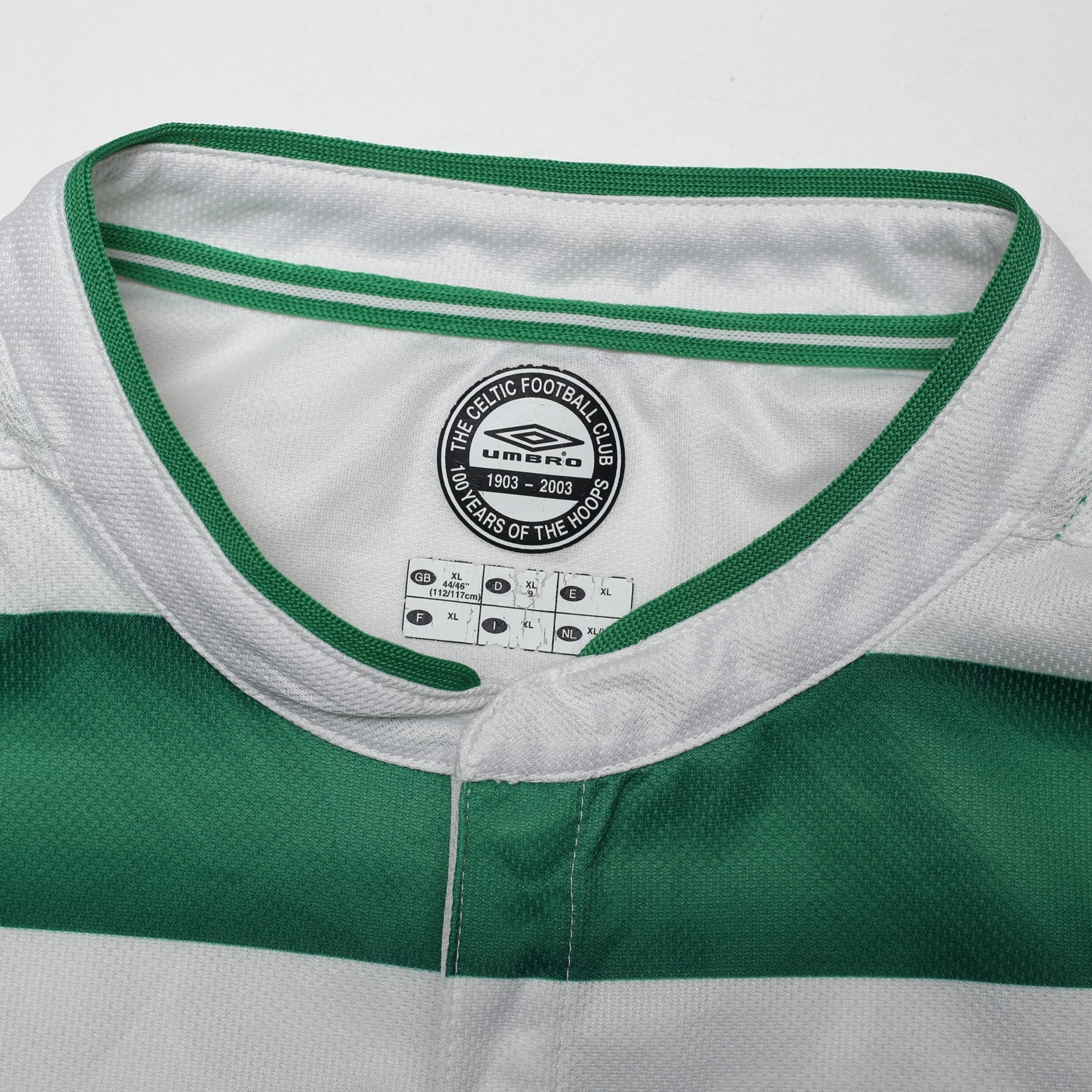 2003/04 Larsson #7 Celtic Vintage Umbro European Home Football Shirt (XL)