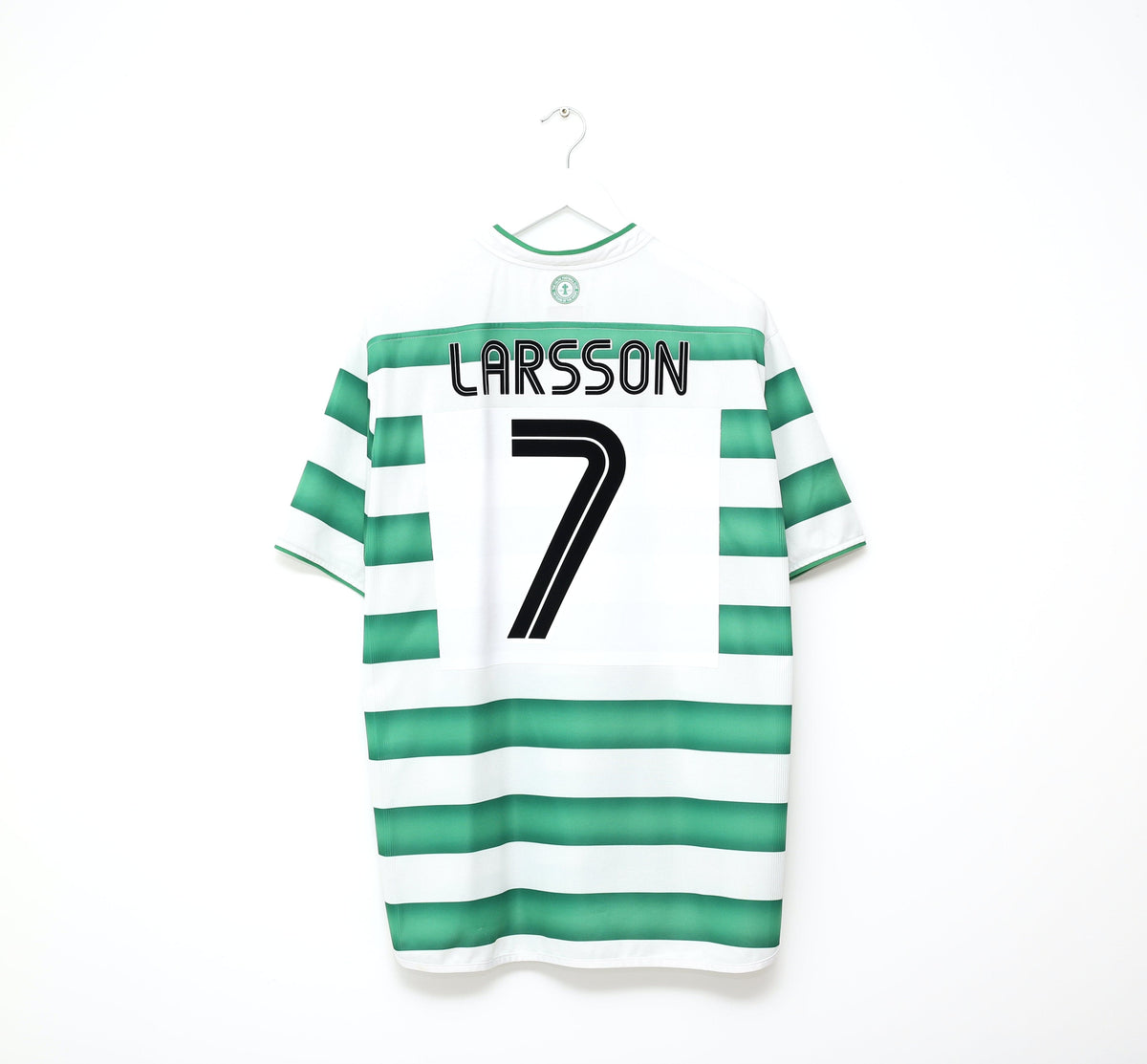 2003/04 LARSSON #7 Celtic Vintage Umbro European Home Football Shirt (XL)