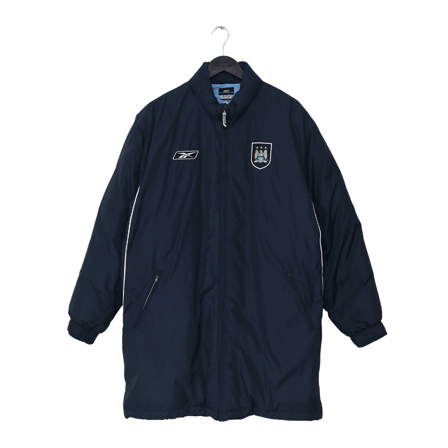 2003/04 MANCHESTER CITY Vintage Reebok Padded Football Bench Coat Jacket (M)