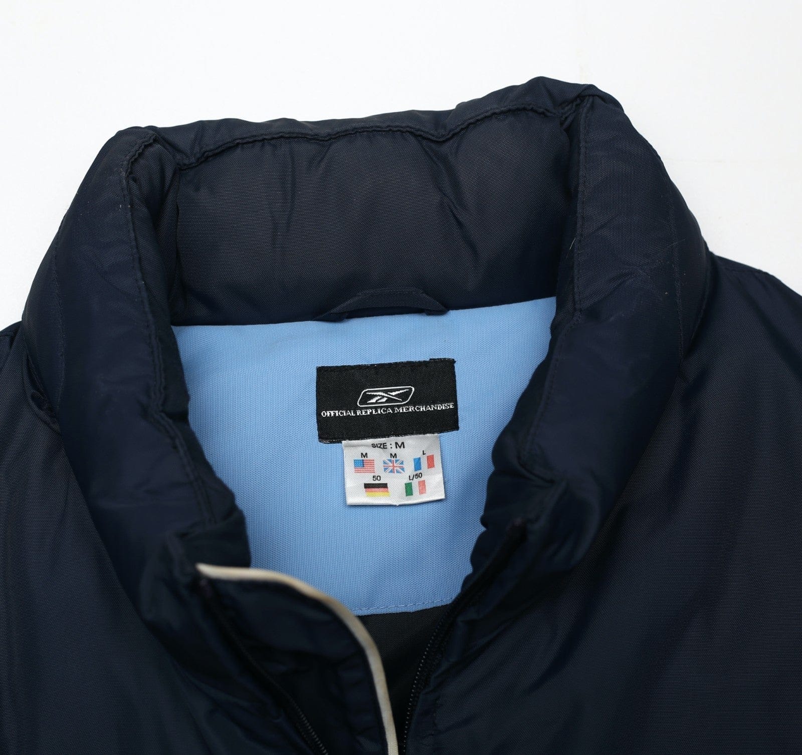 2003/04 MANCHESTER CITY Vintage Reebok Padded Football Bench Coat Jacket (M)