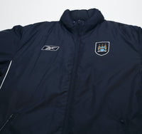 2003/04 MANCHESTER CITY Vintage Reebok Padded Football Bench Coat Jacket (M)