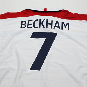 2003/05 Beckham #7 England Vintage Umbro Home Football Shirt (L) EURO 2004