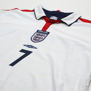 2003/05 Beckham #7 England Vintage Umbro Home Football Shirt (L) EURO 2004