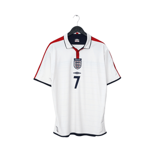 2003/05 Beckham #7 England Vintage Umbro Home Football Shirt (L) EURO 2004