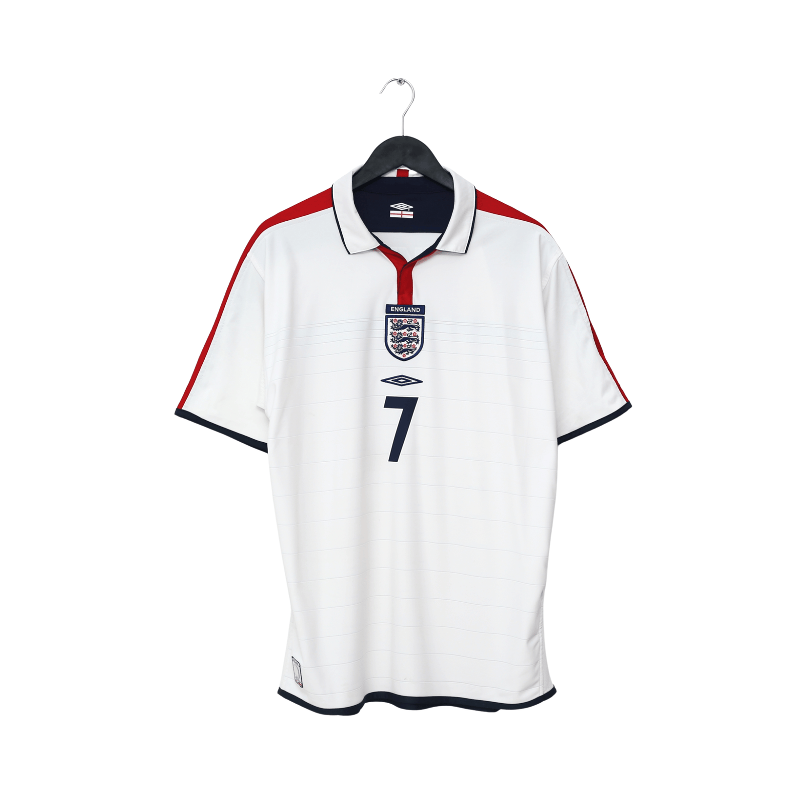 2003/05 Beckham #7 England Vintage Umbro Home Football Shirt (L) EURO 2004