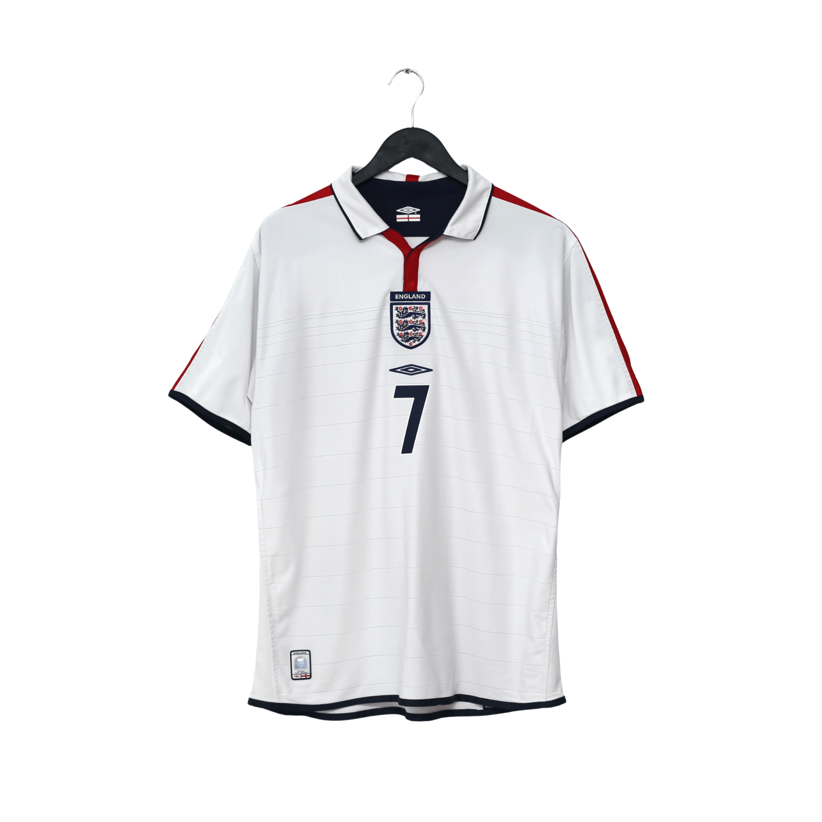 2003/05 Beckham #7 England Vintage Umbro Home Football Shirt (L) EURO 2004