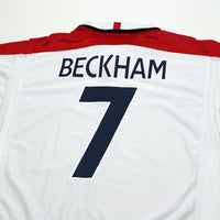 2003/05 Beckham #7 England Vintage Umbro Home Football Shirt (L) EURO 2004