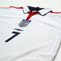 2003/05 Beckham #7 England Vintage Umbro Home Football Shirt (L) EURO 2004