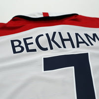 2003/05 Beckham #7 England Vintage Umbro Home Football Shirt (L) EURO 2004