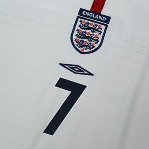 2003/05 Beckham #7 England Vintage Umbro Home Football Shirt (L) EURO 2004
